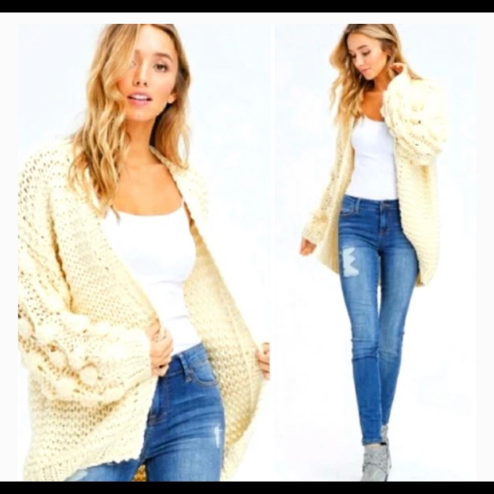 In Loom boho chunky knit cream cardigan.